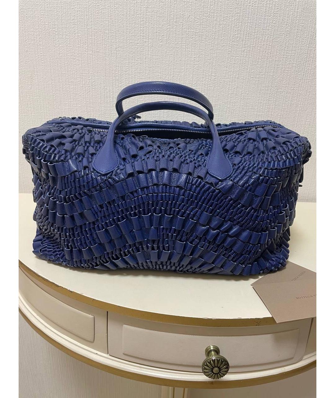 BOTTEGA VENETA Синяя кожаная сумка с короткими ручками, фото 3