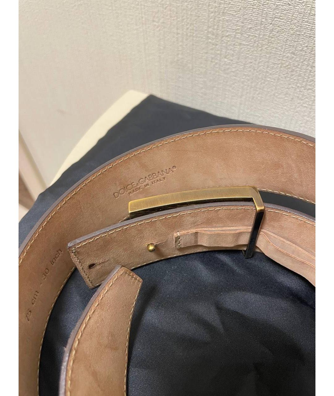 DOLCE&GABBANA Бежевый кожаный ремень, фото 4