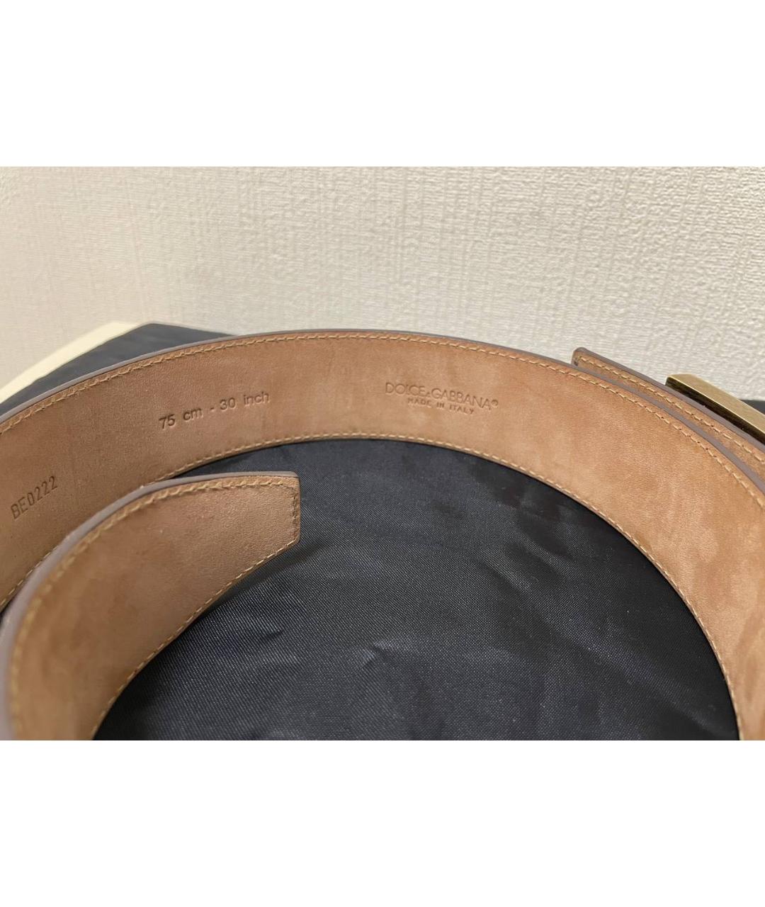 DOLCE&GABBANA Бежевый кожаный ремень, фото 5