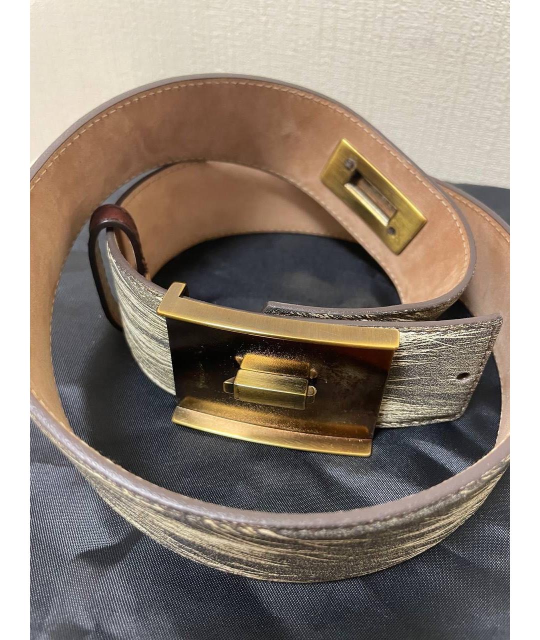 DOLCE&GABBANA Бежевый кожаный ремень, фото 3