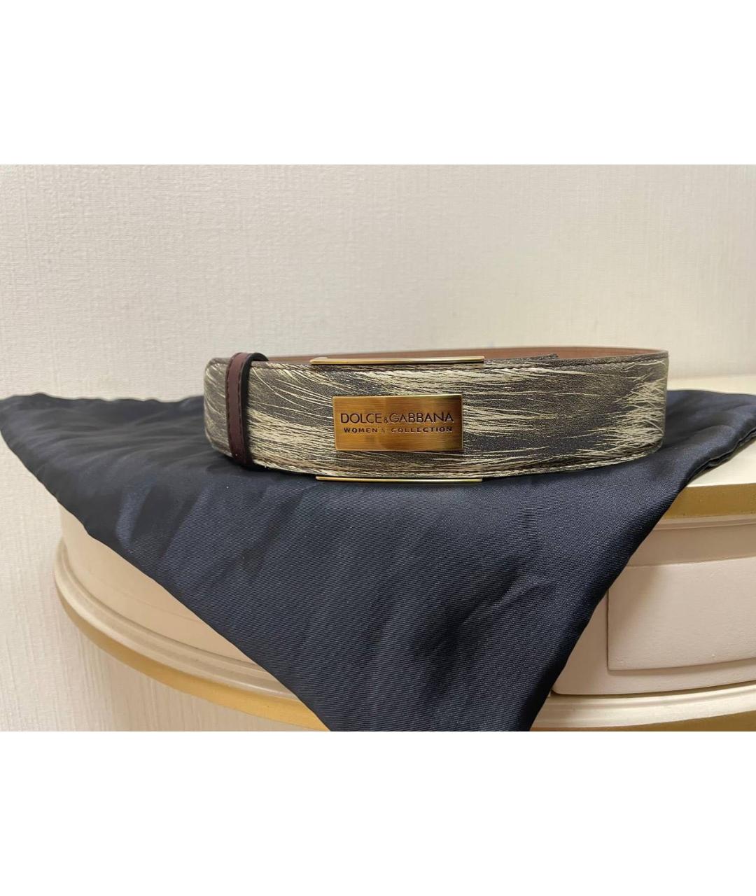 DOLCE&GABBANA Бежевый кожаный ремень, фото 7