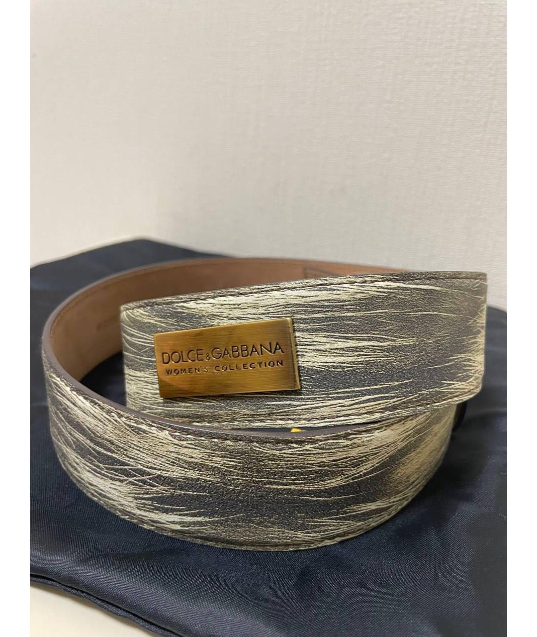 DOLCE&GABBANA Бежевый кожаный ремень, фото 2