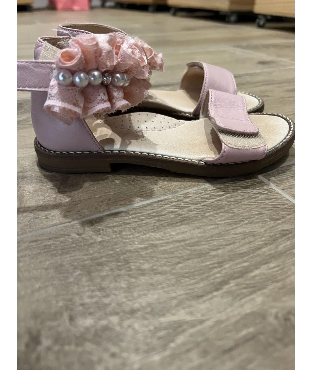 WALKEY Розовые кожаные сандалии и шлепанцы, фото 4