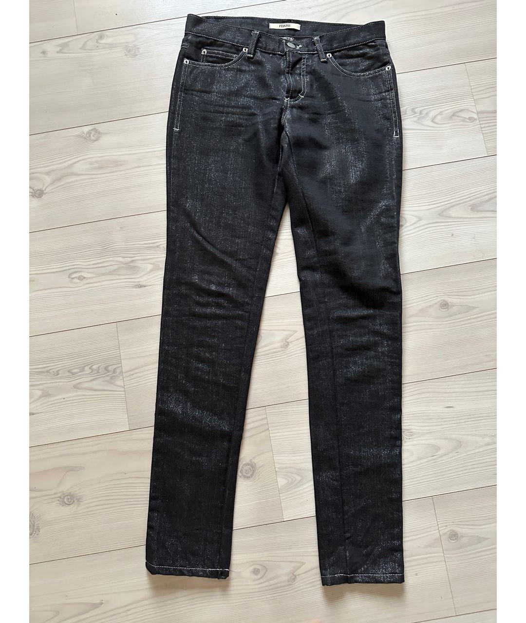 GIANFRANCO FERRE Темно-синие хлопко-полиэстеровые прямые джинсы, фото 7