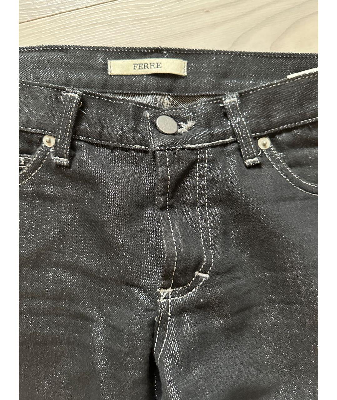 GIANFRANCO FERRE Темно-синие хлопко-полиэстеровые прямые джинсы, фото 4