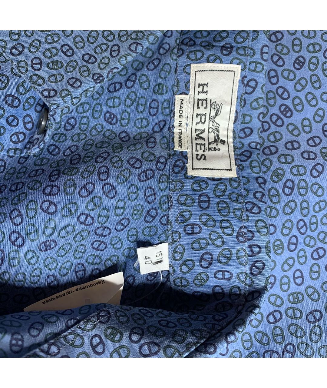 HERMES PRE-OWNED Голубая льняная кэжуал рубашка, фото 4