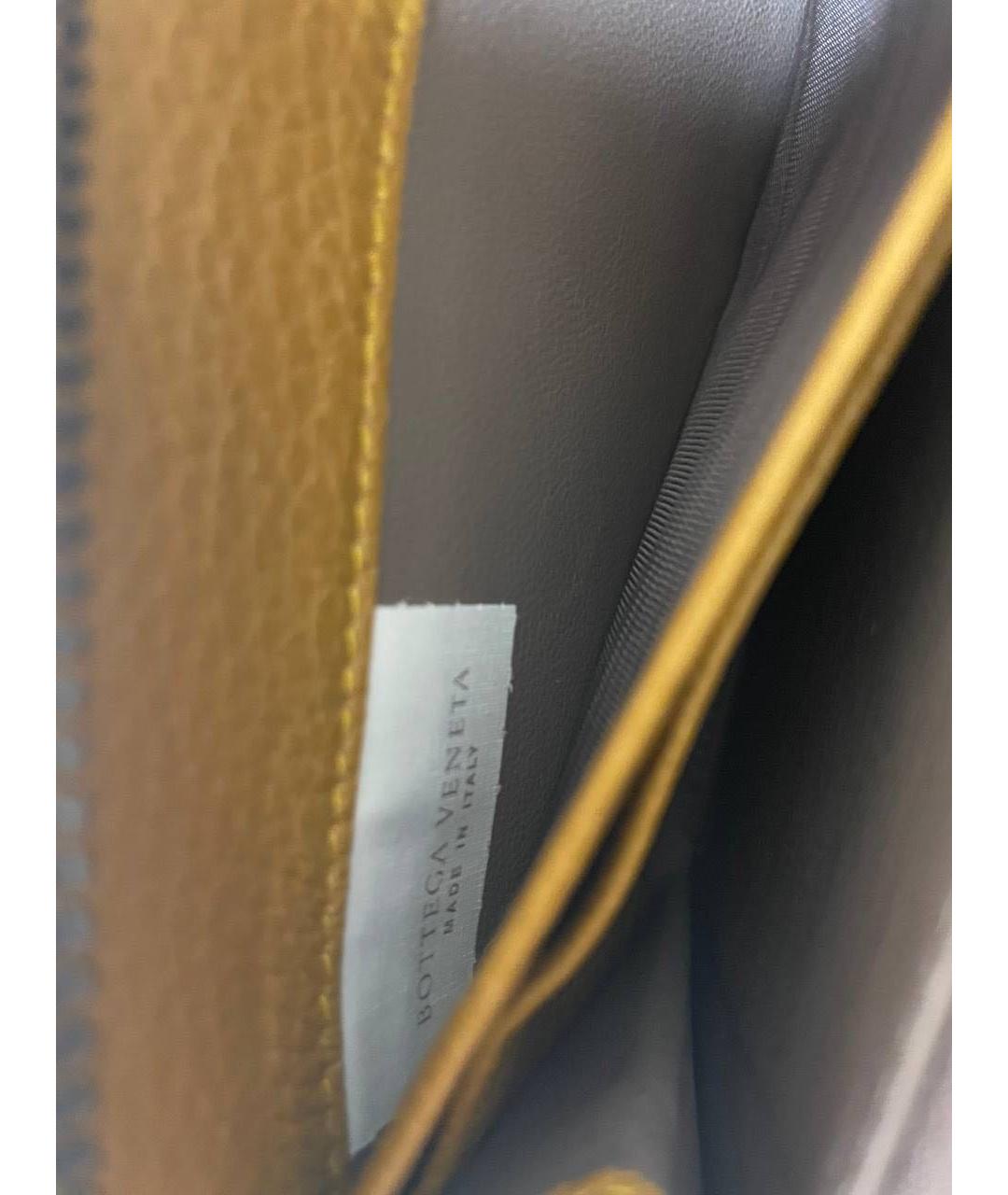 BOTTEGA VENETA Горчичный кожаный кошелек, фото 4