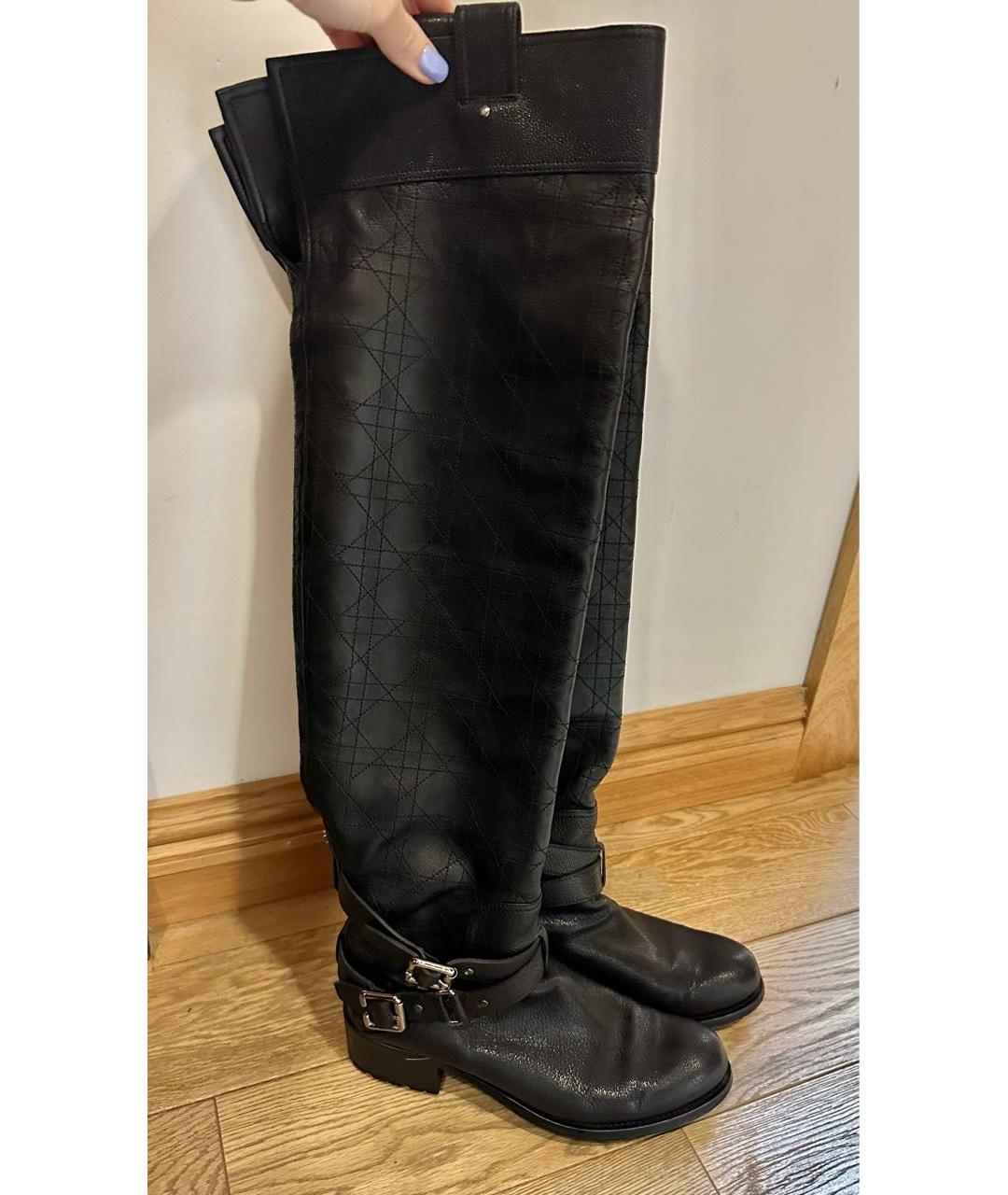 CHRISTIAN DIOR PRE-OWNED Черные кожаные ботфорты, фото 7