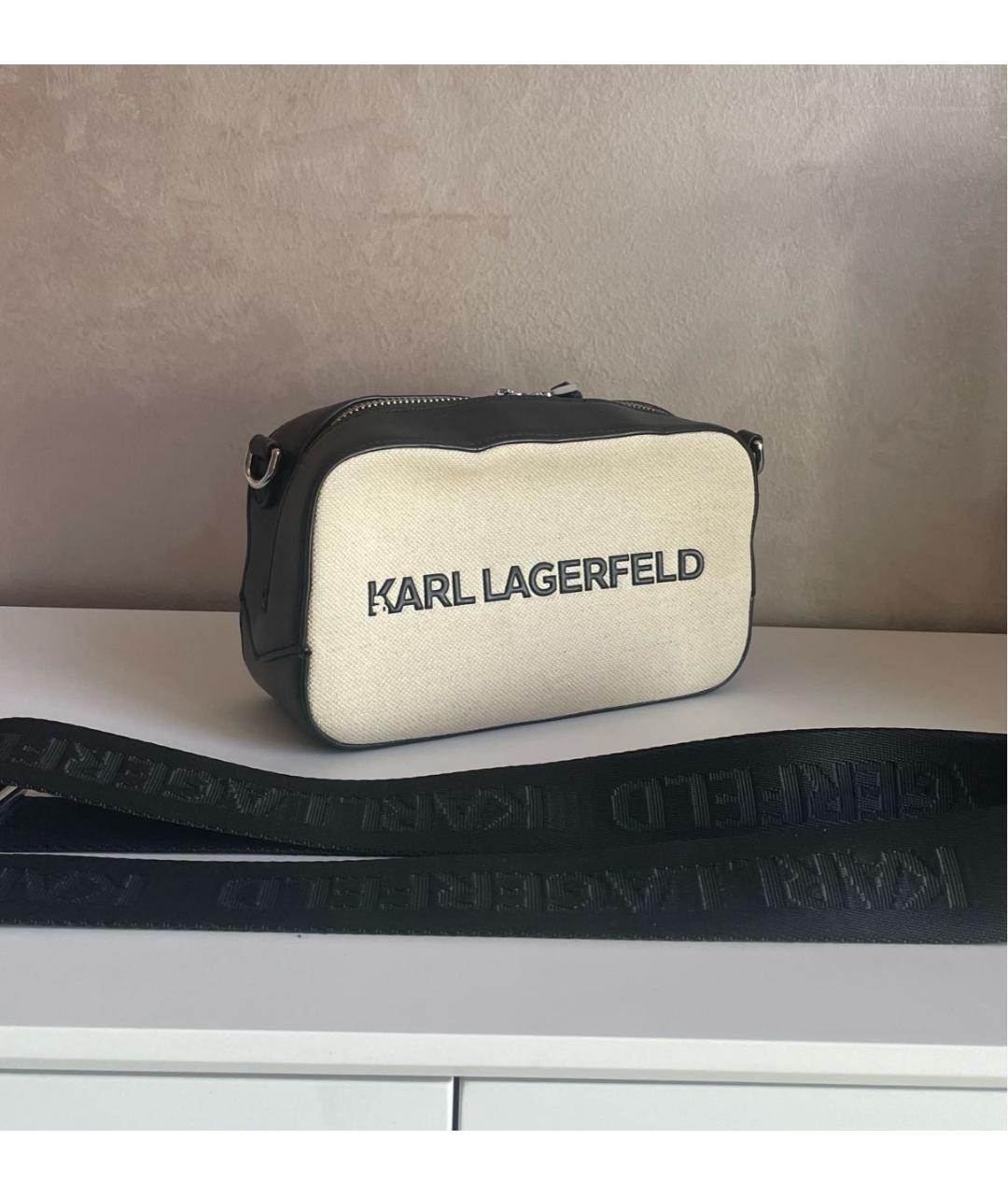 KARL LAGERFELD Бежевая кожаная сумка через плечо, фото 2