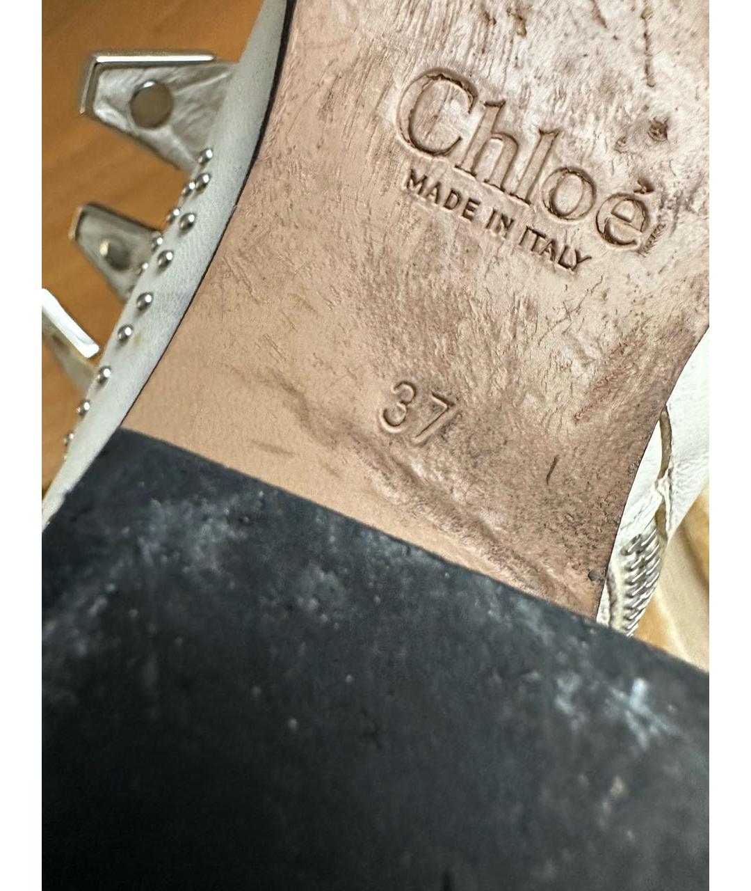 CHLOE Белые кожаные ботинки, фото 5