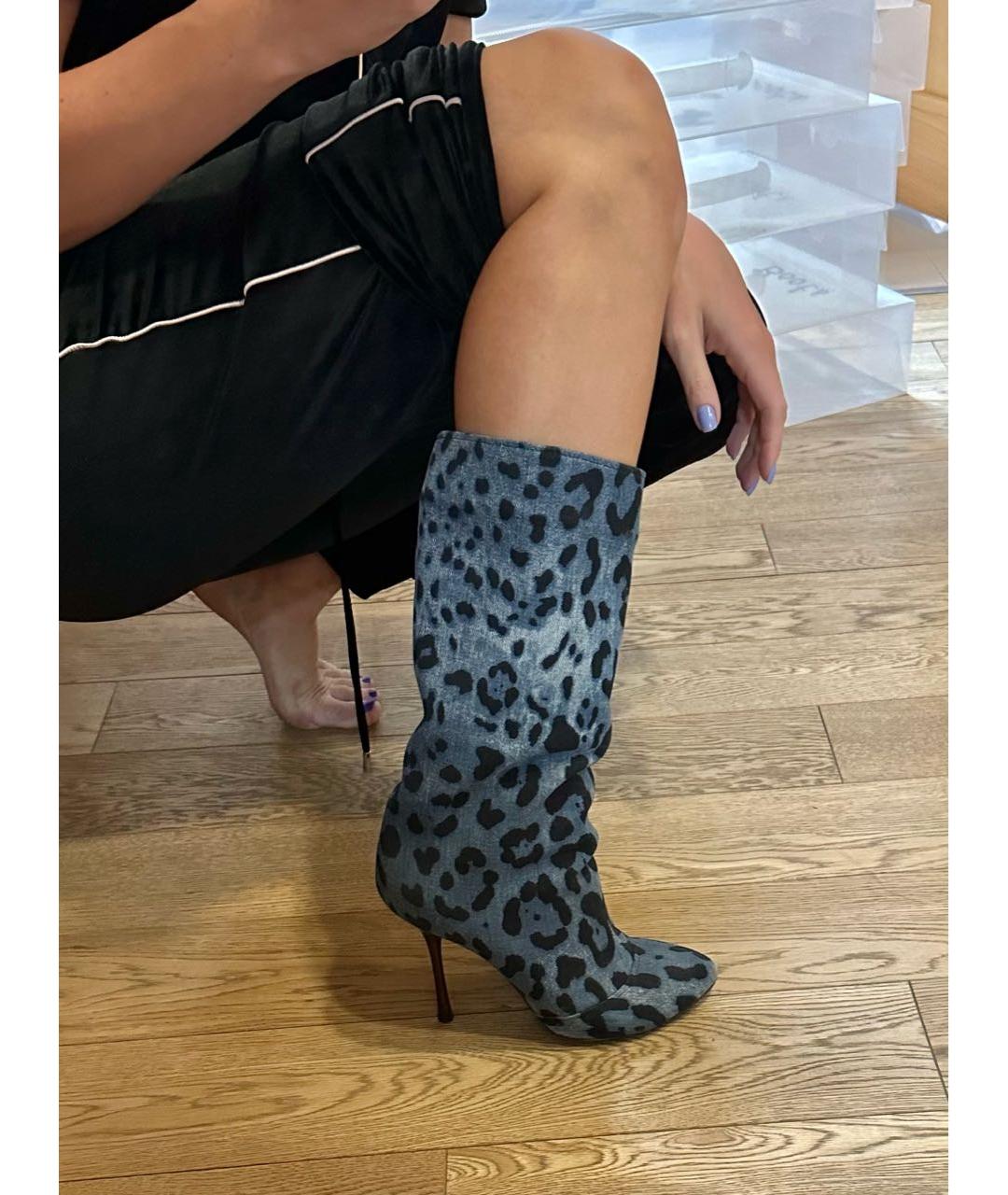 DOLCE&GABBANA Голубые текстильные сапоги, фото 6