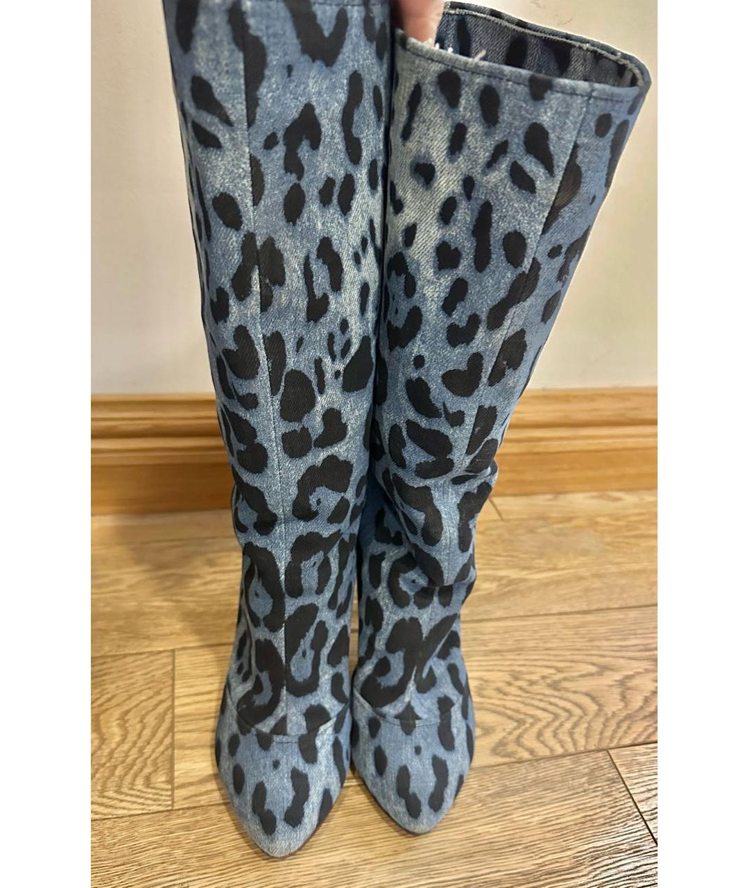 DOLCE&GABBANA Голубые текстильные сапоги, фото 2