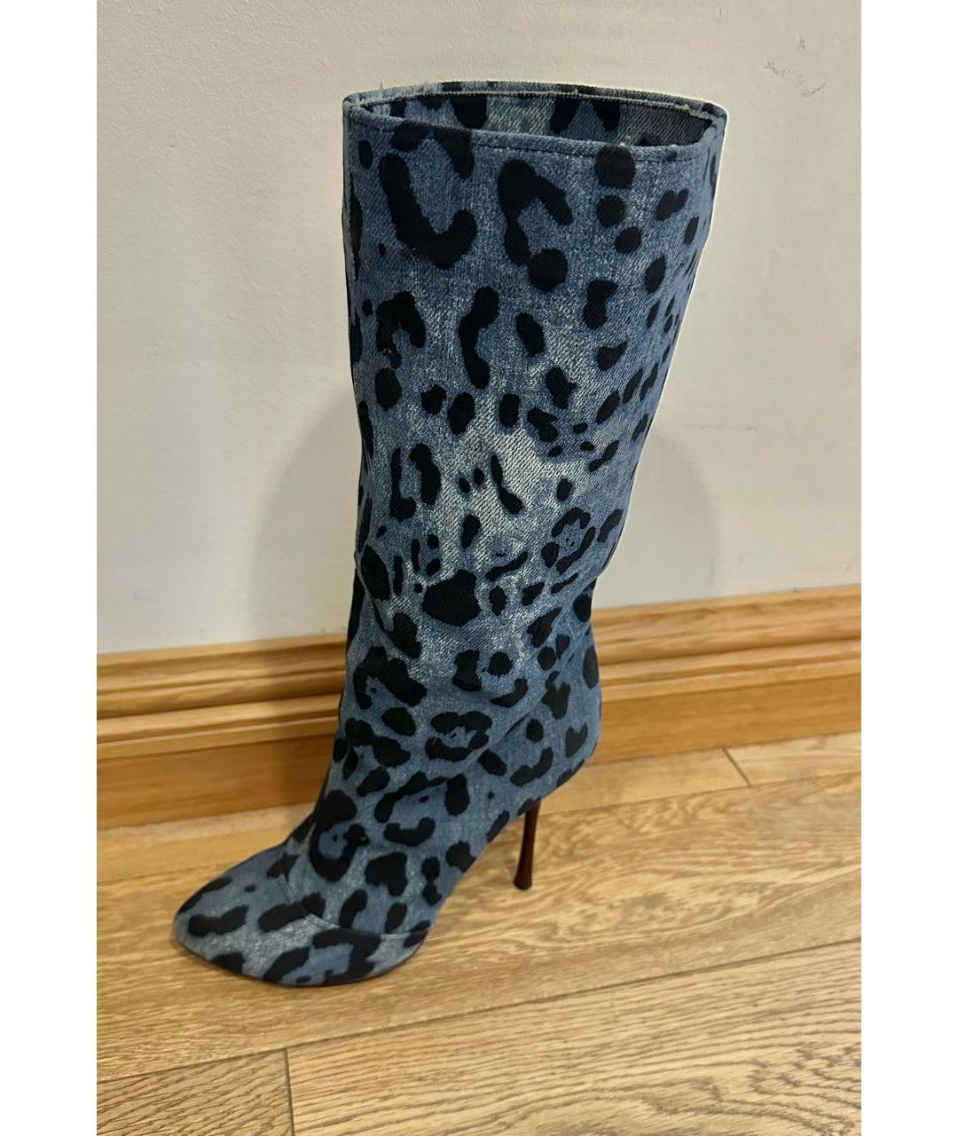 DOLCE&GABBANA Голубые текстильные сапоги, фото 7