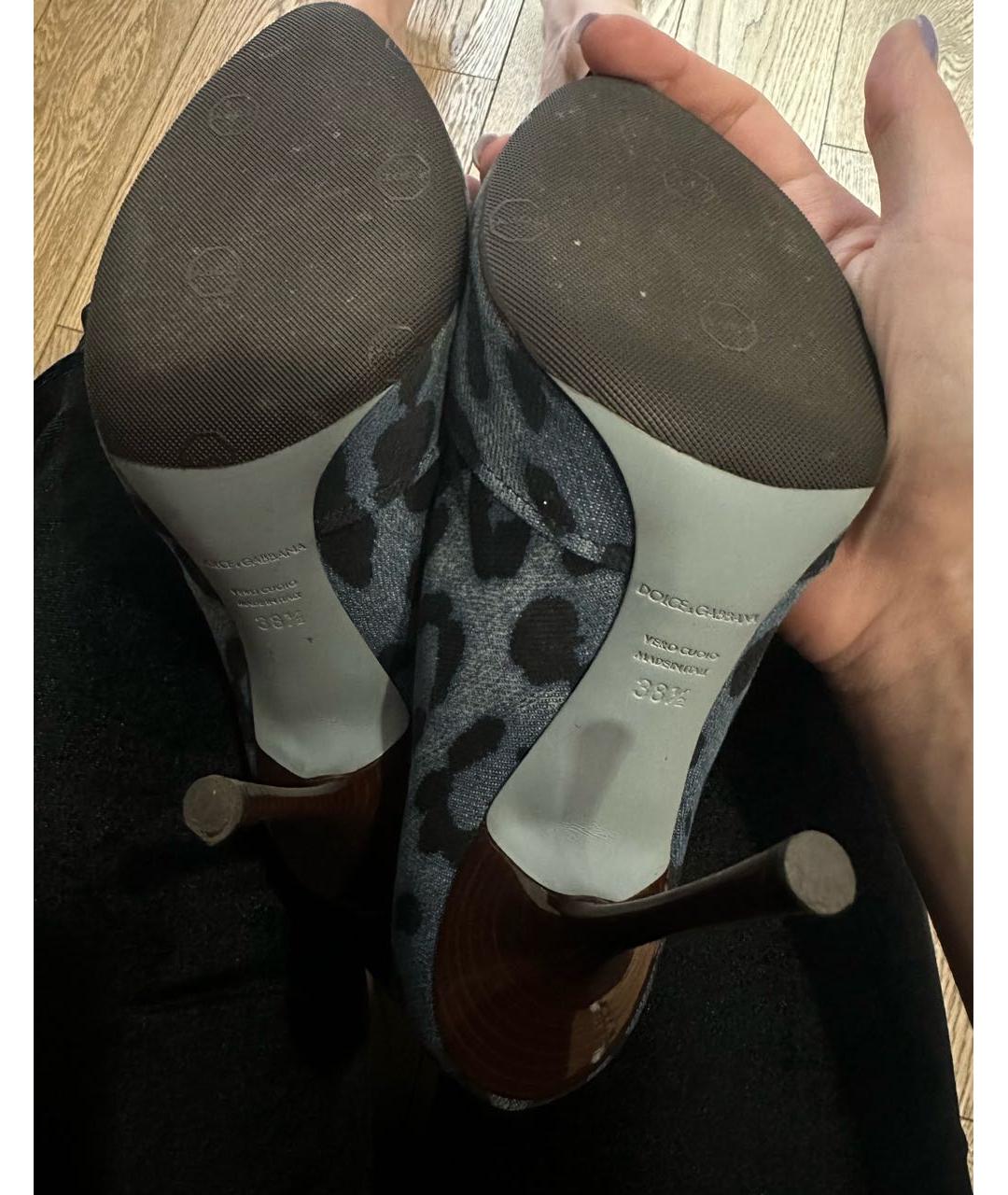 DOLCE&GABBANA Голубые текстильные сапоги, фото 5