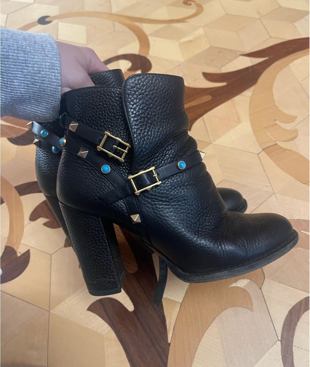 VALENTINO Черные кожаные ботильоны, фото 5