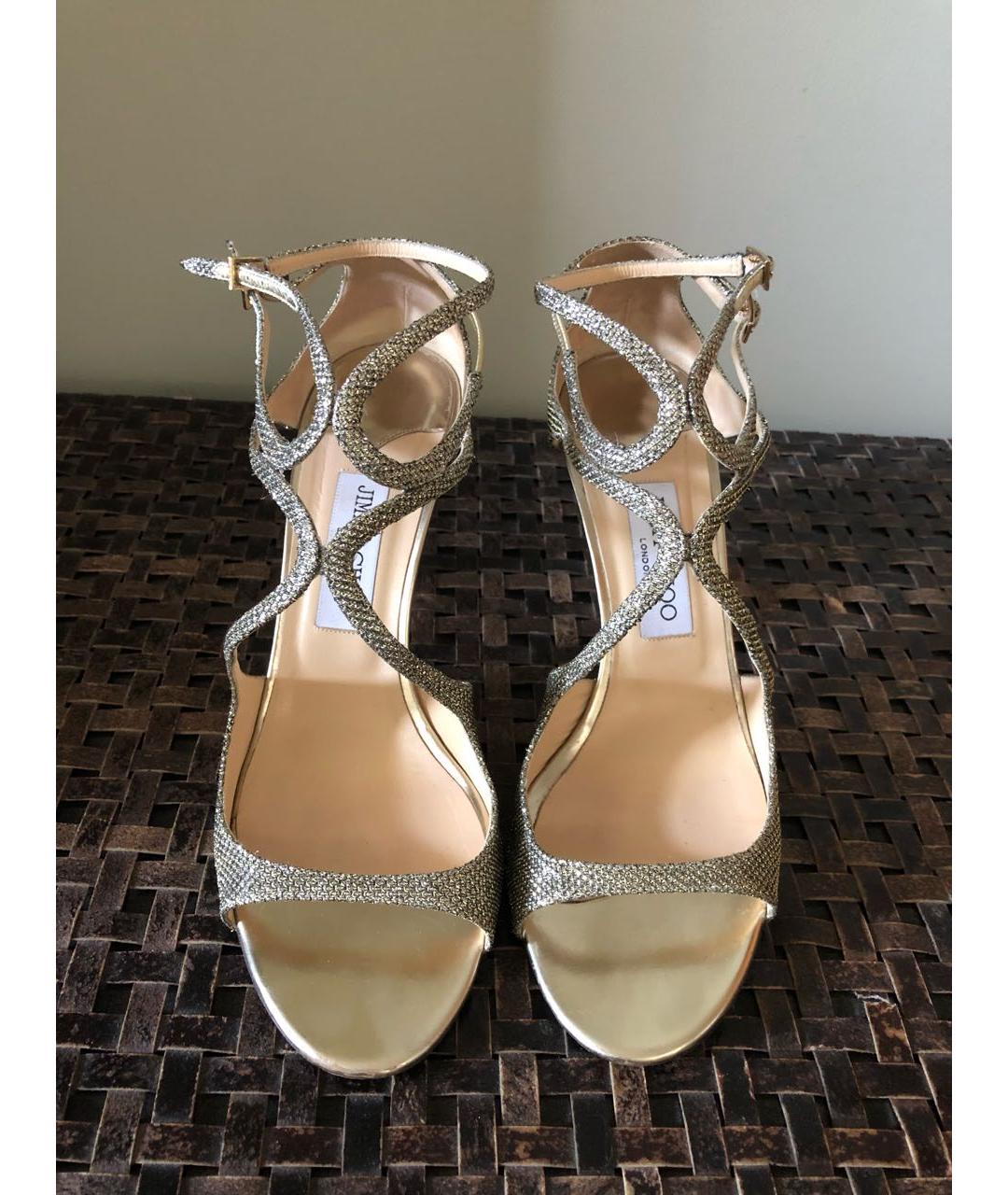 JIMMY CHOO Золотые босоножки, фото 2