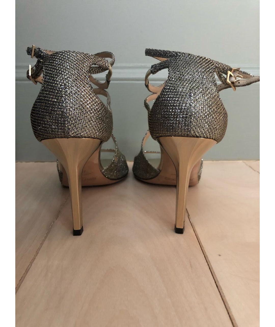 JIMMY CHOO Золотые босоножки, фото 4
