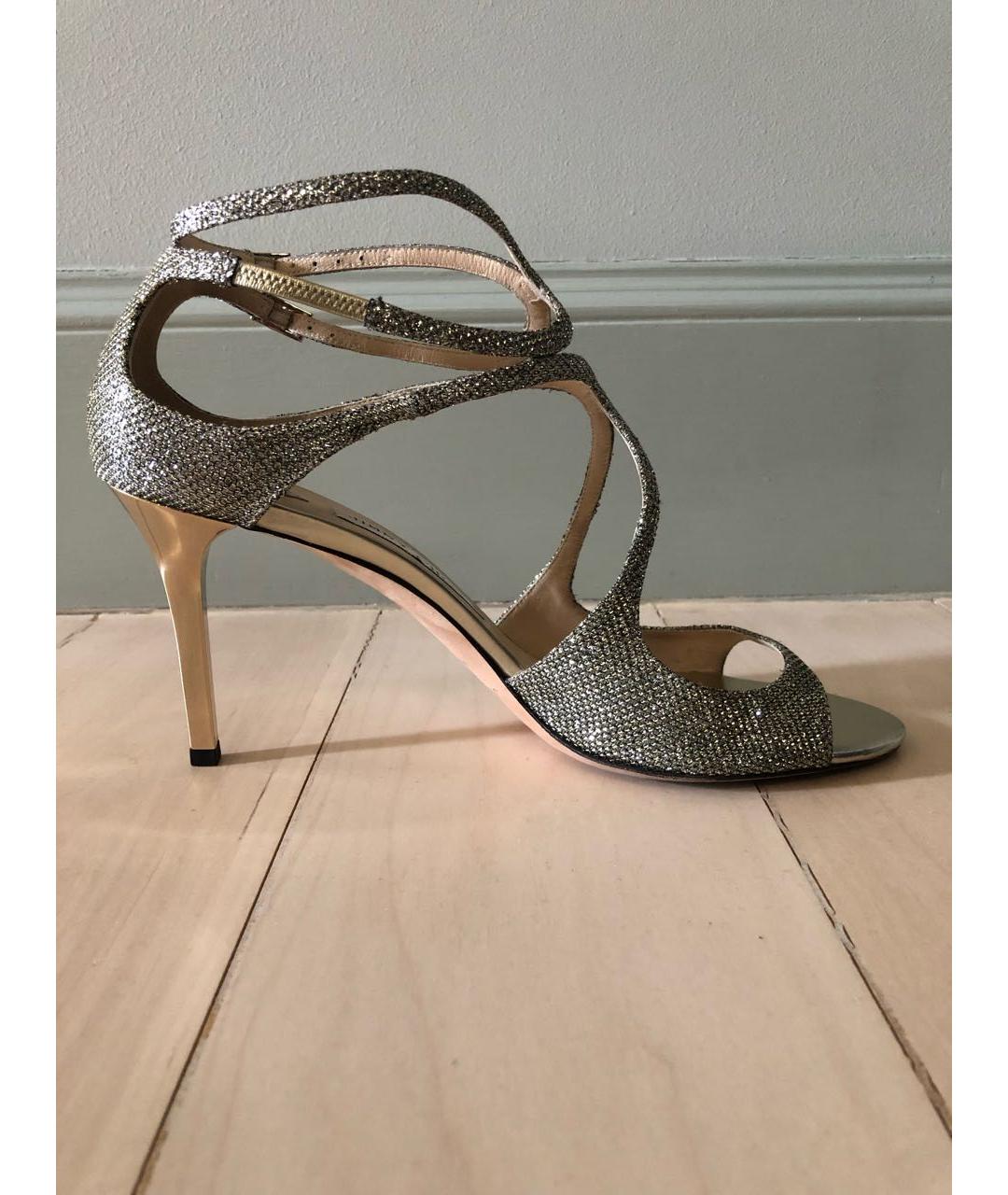 JIMMY CHOO Золотые босоножки, фото 7