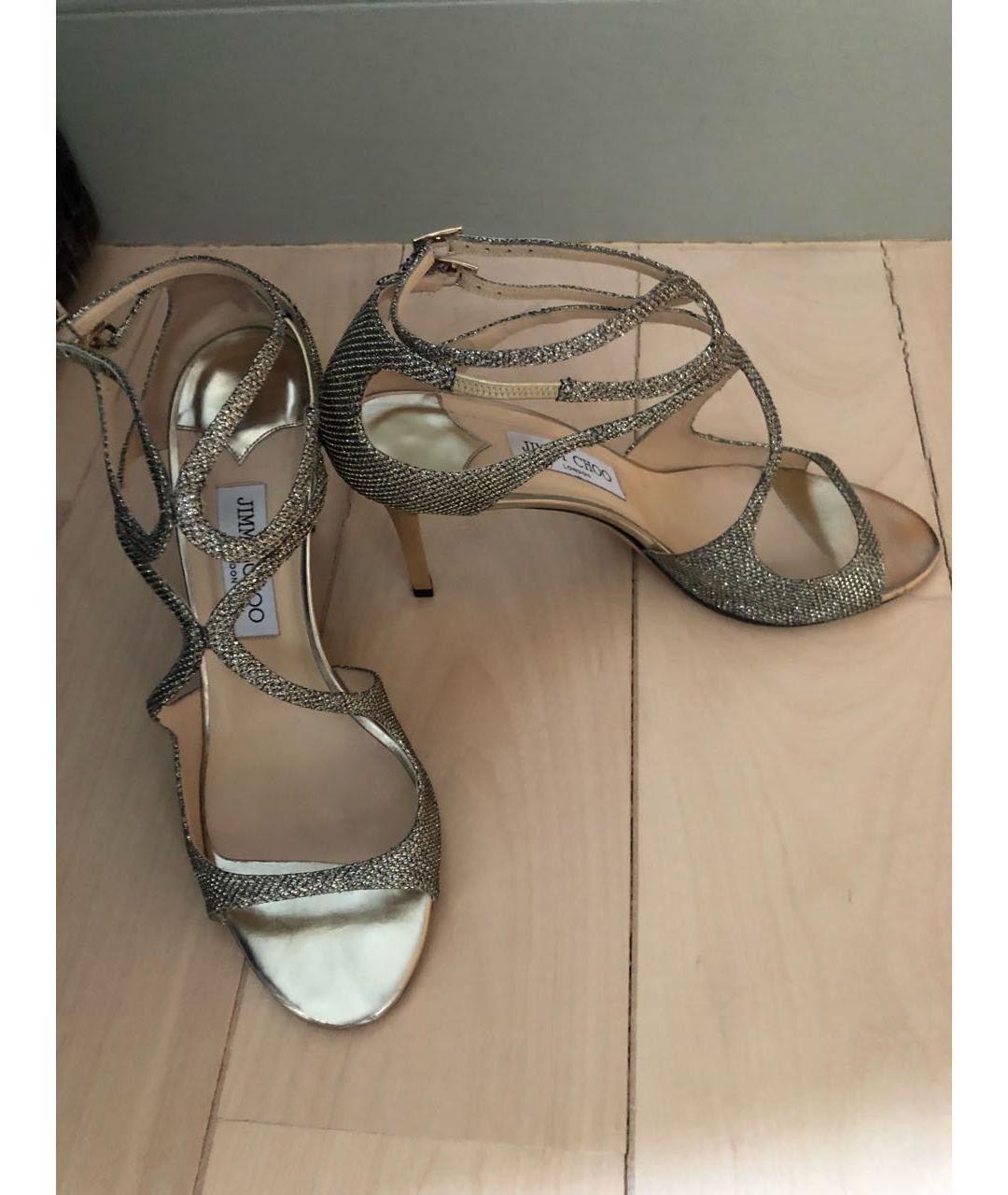 JIMMY CHOO Золотые босоножки, фото 5