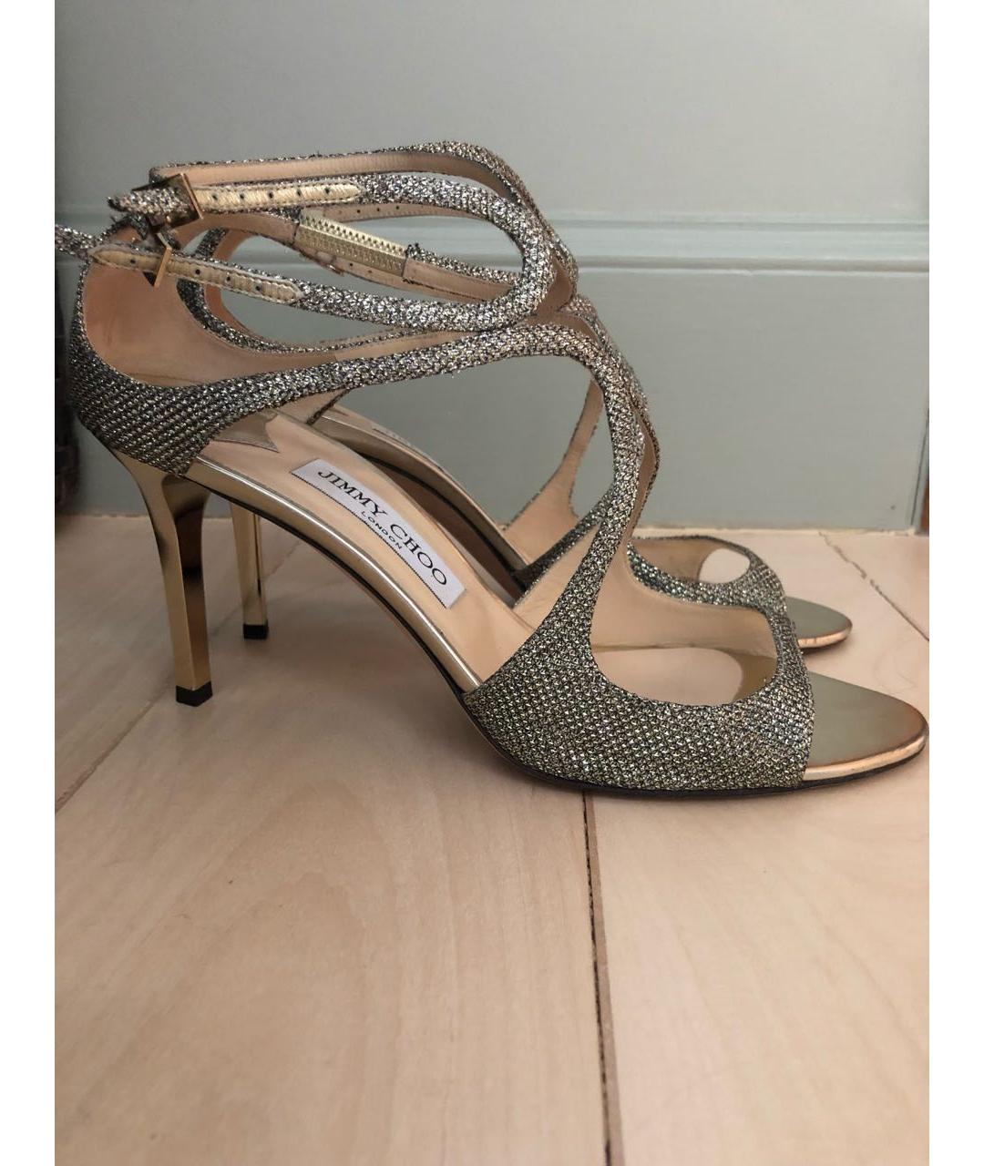 JIMMY CHOO Золотые босоножки, фото 6