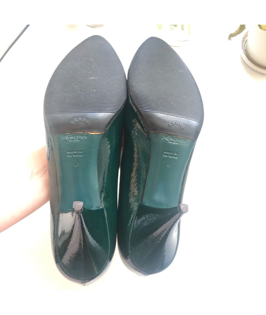 SAINT LAURENT Зеленые кожаные туфли, фото 6