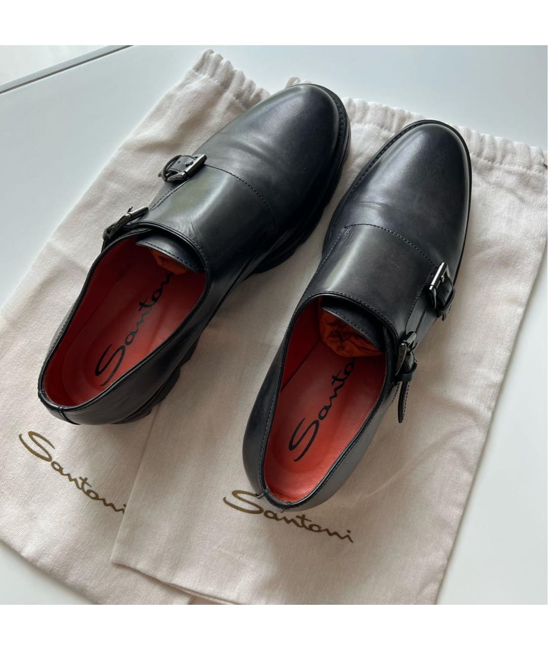 SANTONI Коричневые кожаные ботинки, фото 7