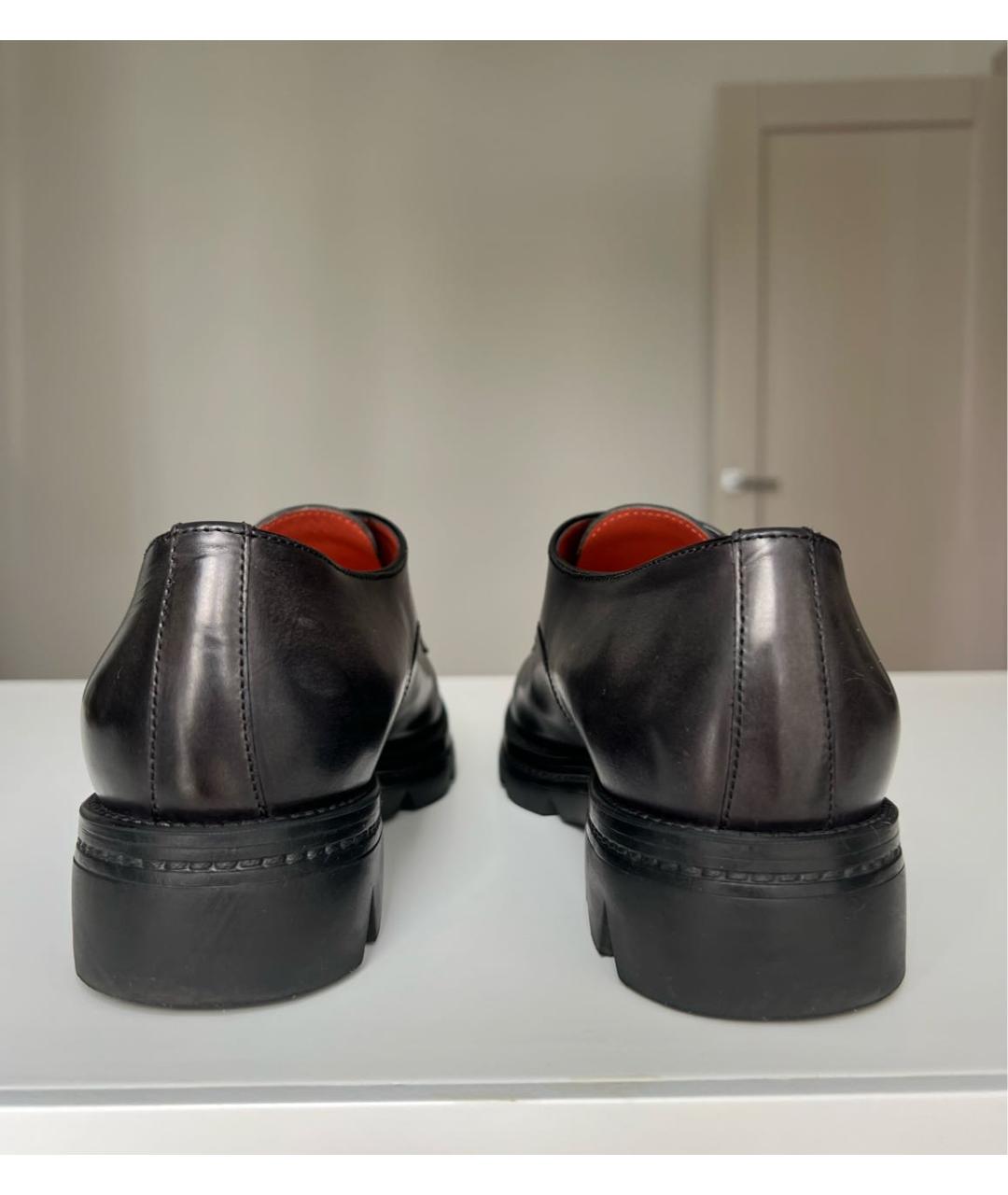 SANTONI Коричневые кожаные ботинки, фото 4