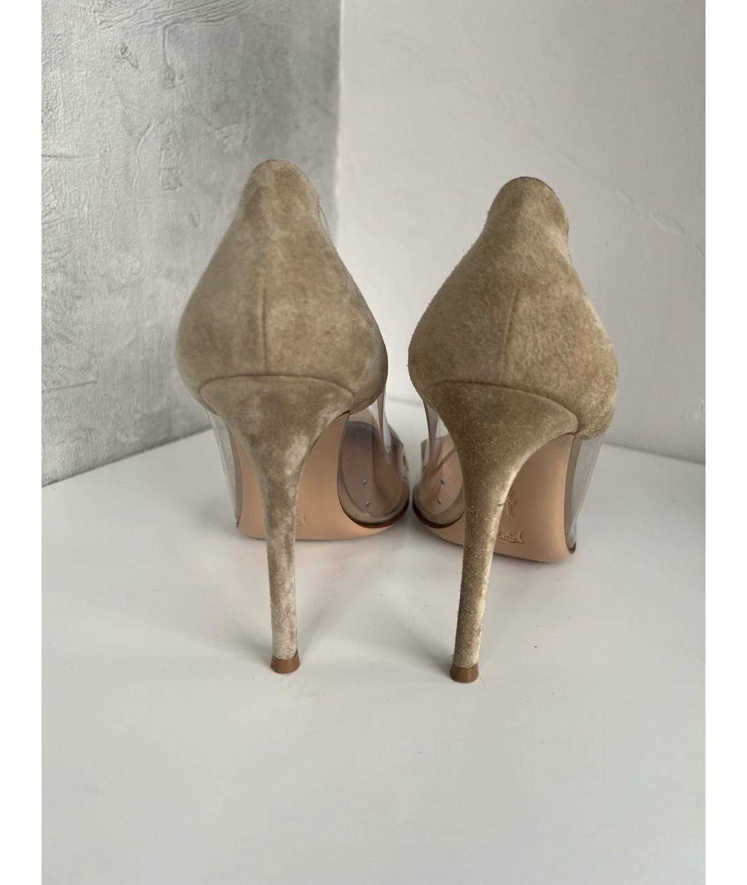 GIANVITO ROSSI Золотые кожаные туфли, фото 4