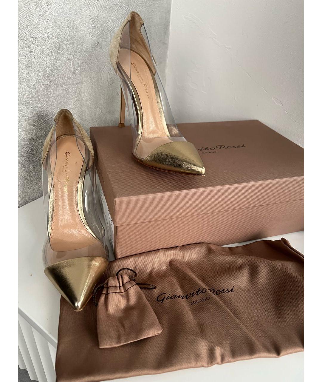 GIANVITO ROSSI Золотые кожаные туфли, фото 2