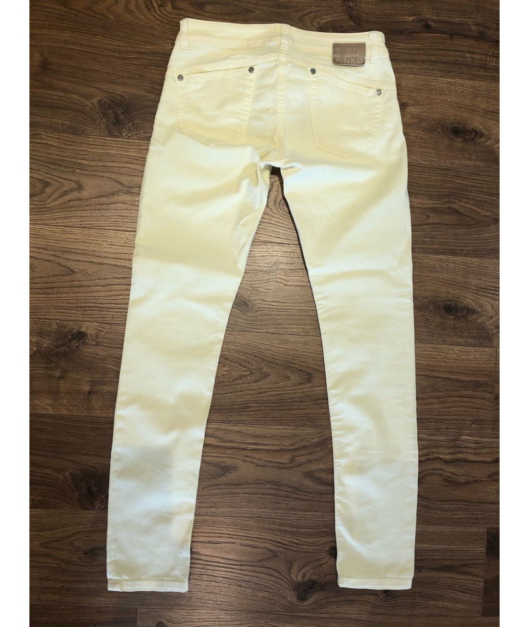 PINKO Желтые хлопко-эластановые брюки узкие, фото 2