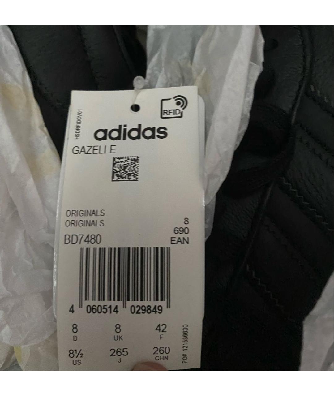 ADIDAS Черные кожаные низкие кроссовки / кеды, фото 2