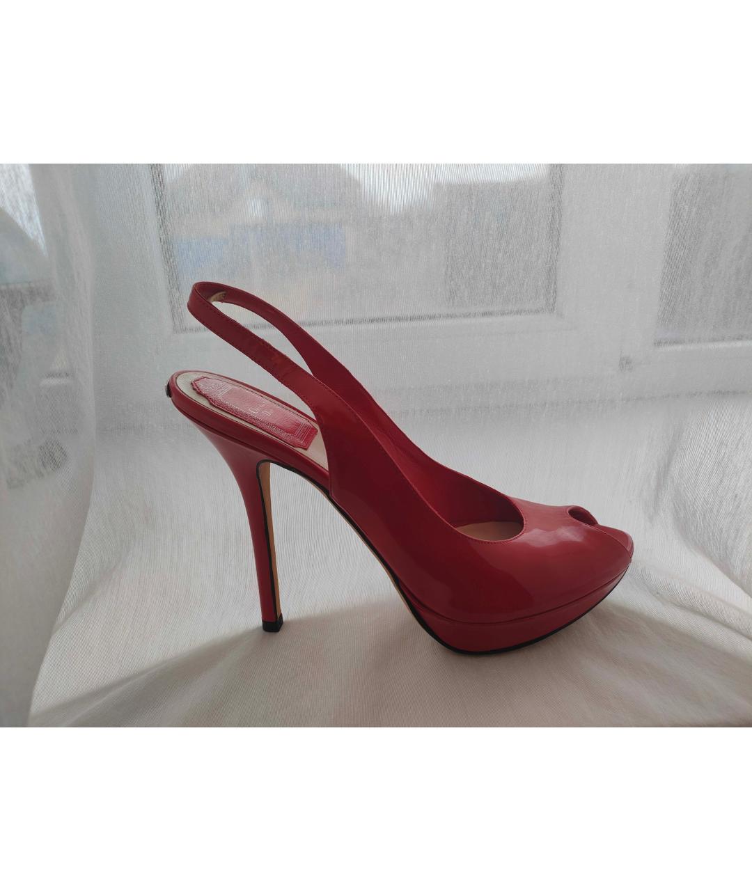 CHRISTIAN DIOR Красные босоножки из лакированной кожи, фото 9