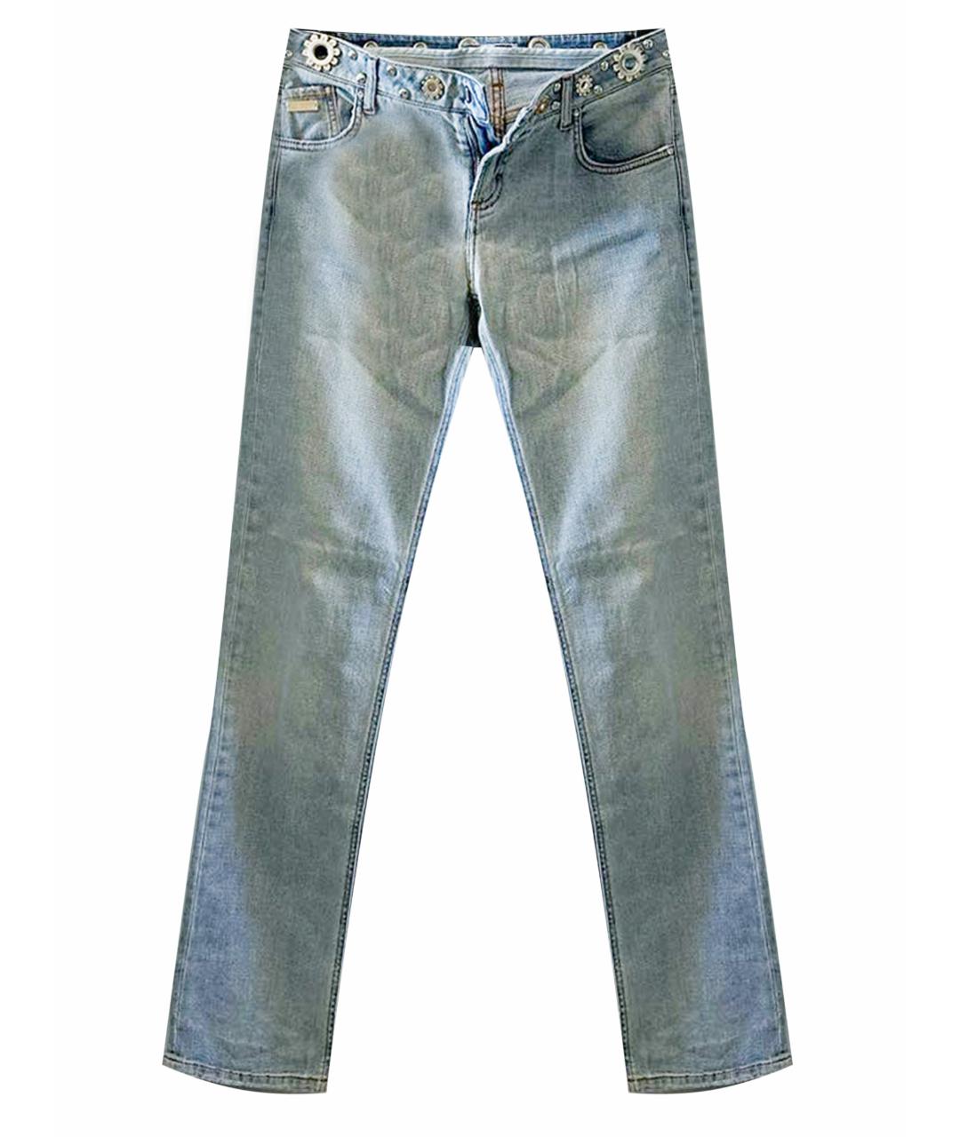 BLUMARINE Голубые хлопко-эластановые прямые джинсы, фото 1