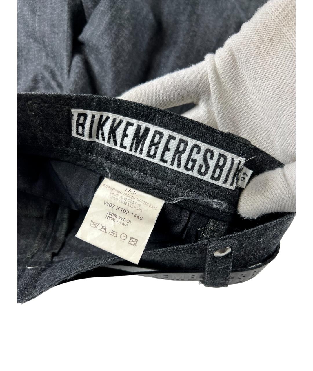 BIKKEMBERGS Серые шерстяные брюки узкие, фото 4