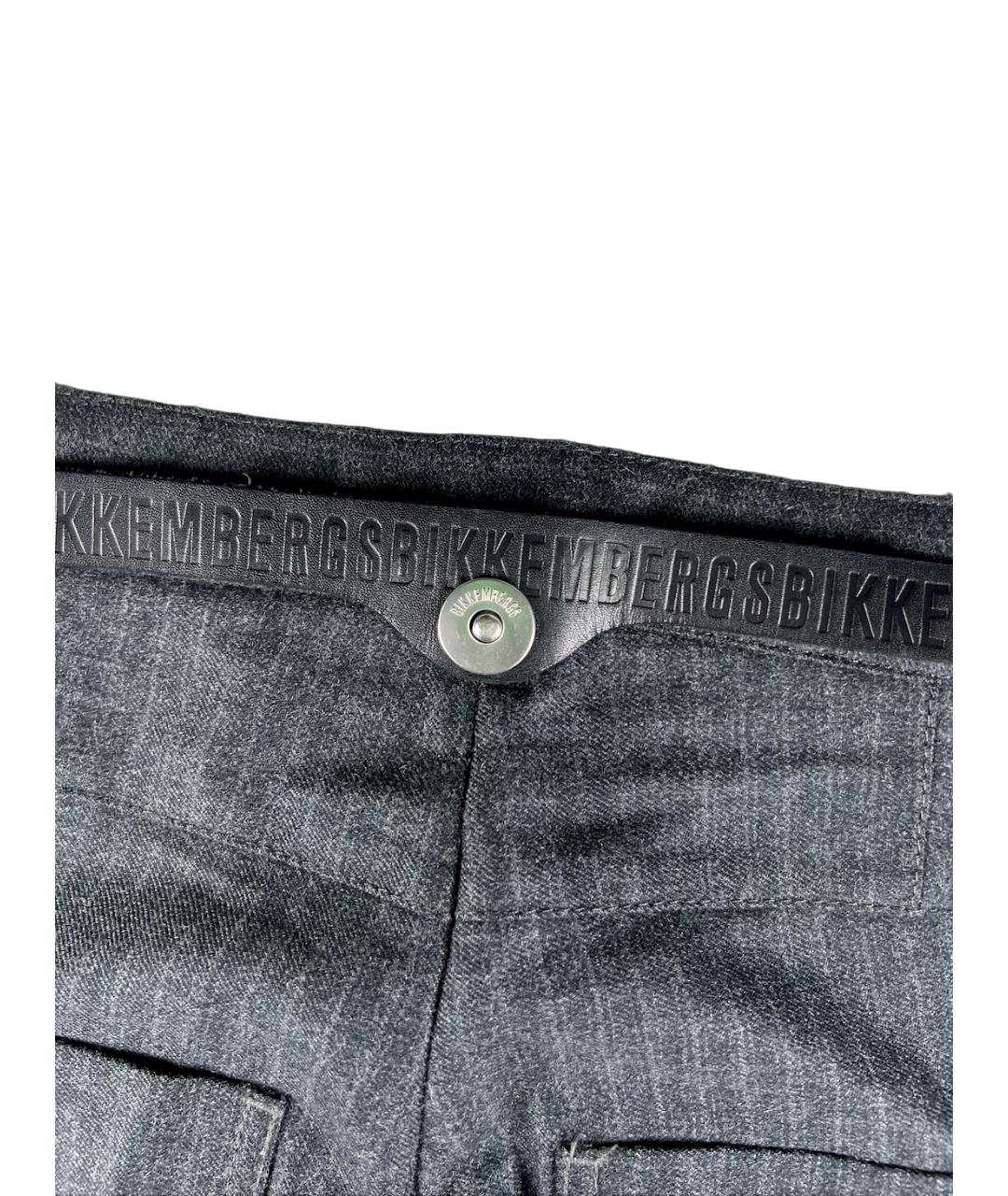 BIKKEMBERGS Серые шерстяные брюки узкие, фото 3