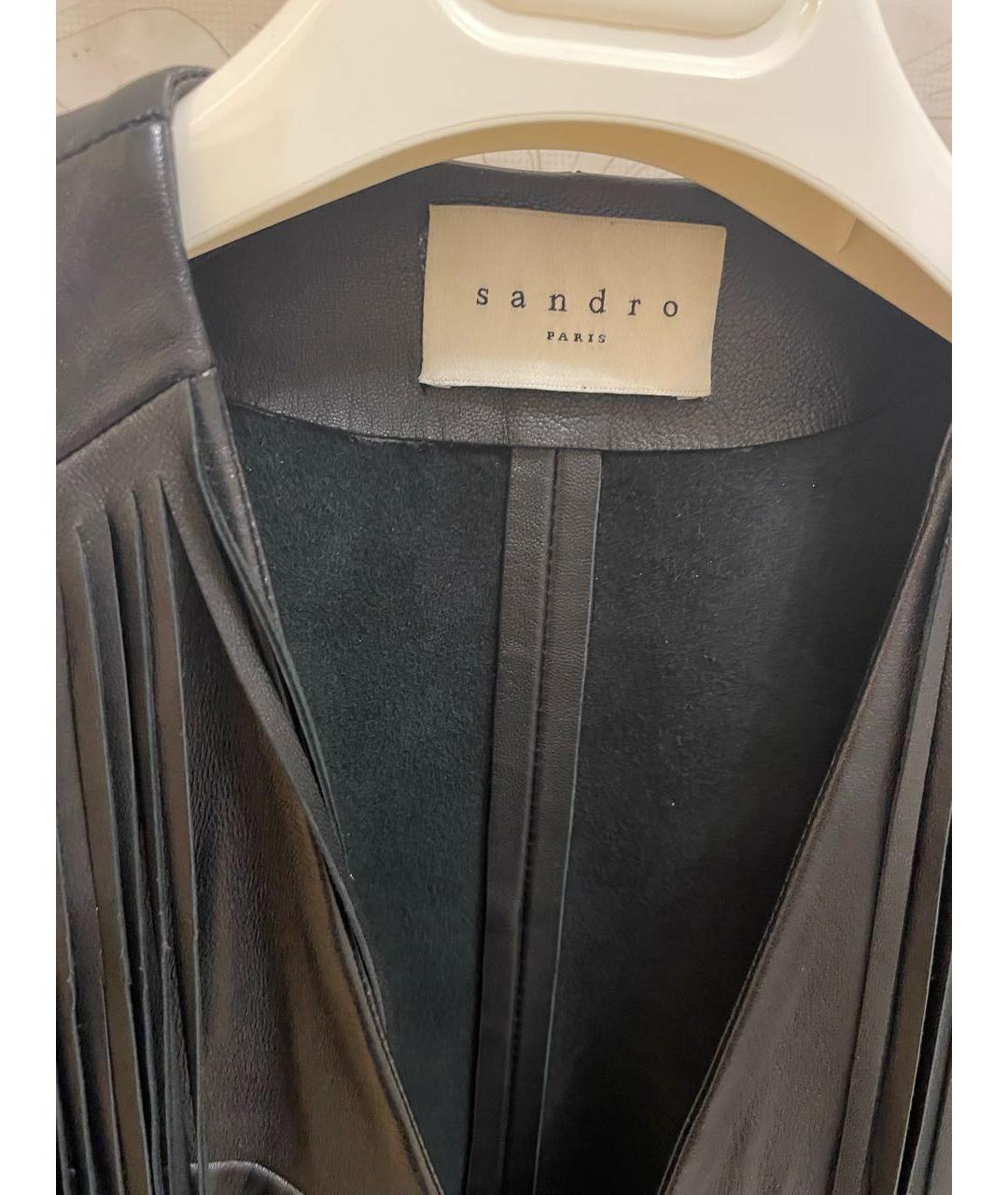 SANDRO Черная кожаная куртка, фото 4