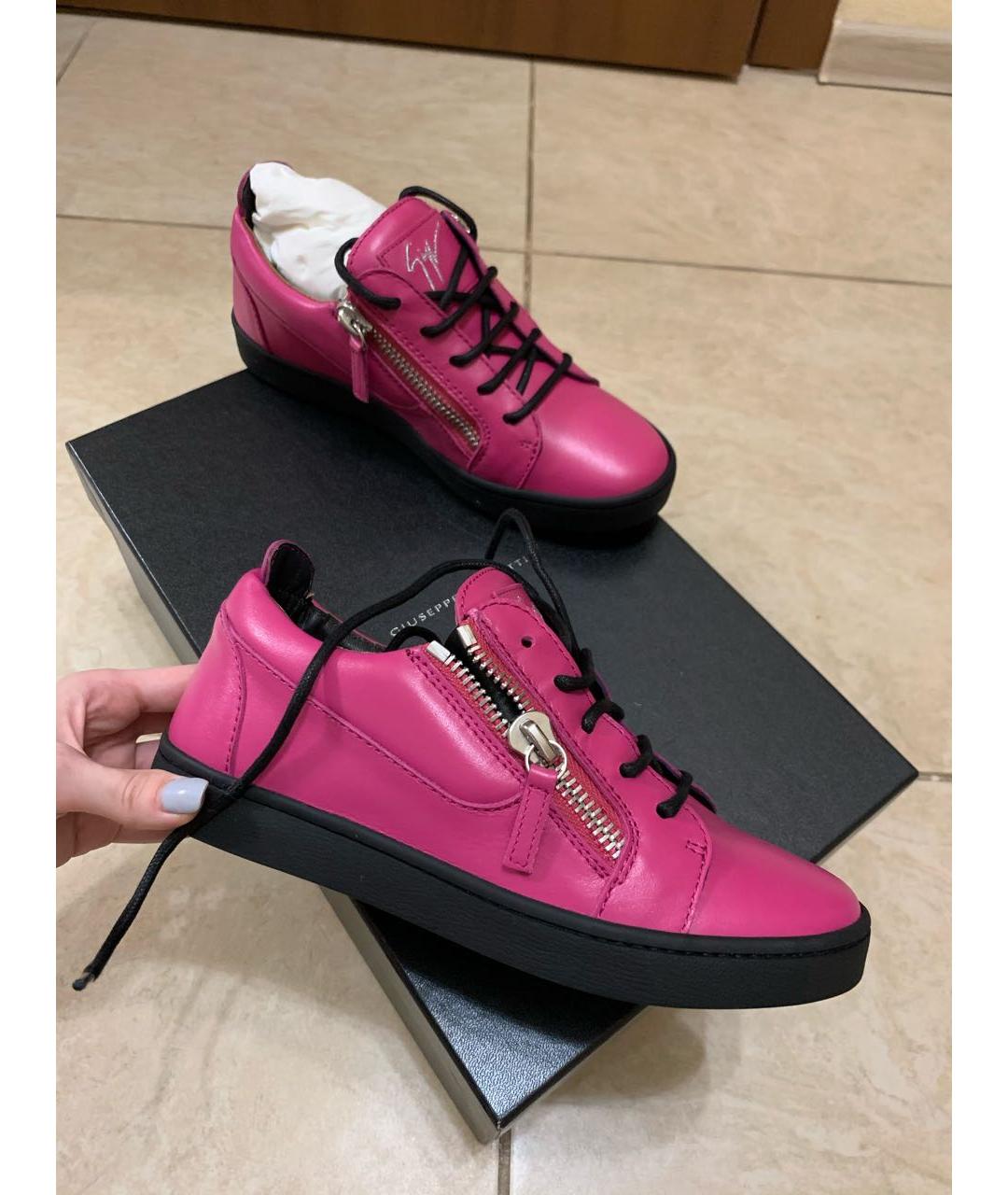 GIUSEPPE ZANOTTI DESIGN Фуксия кожаные кроссовки, фото 2