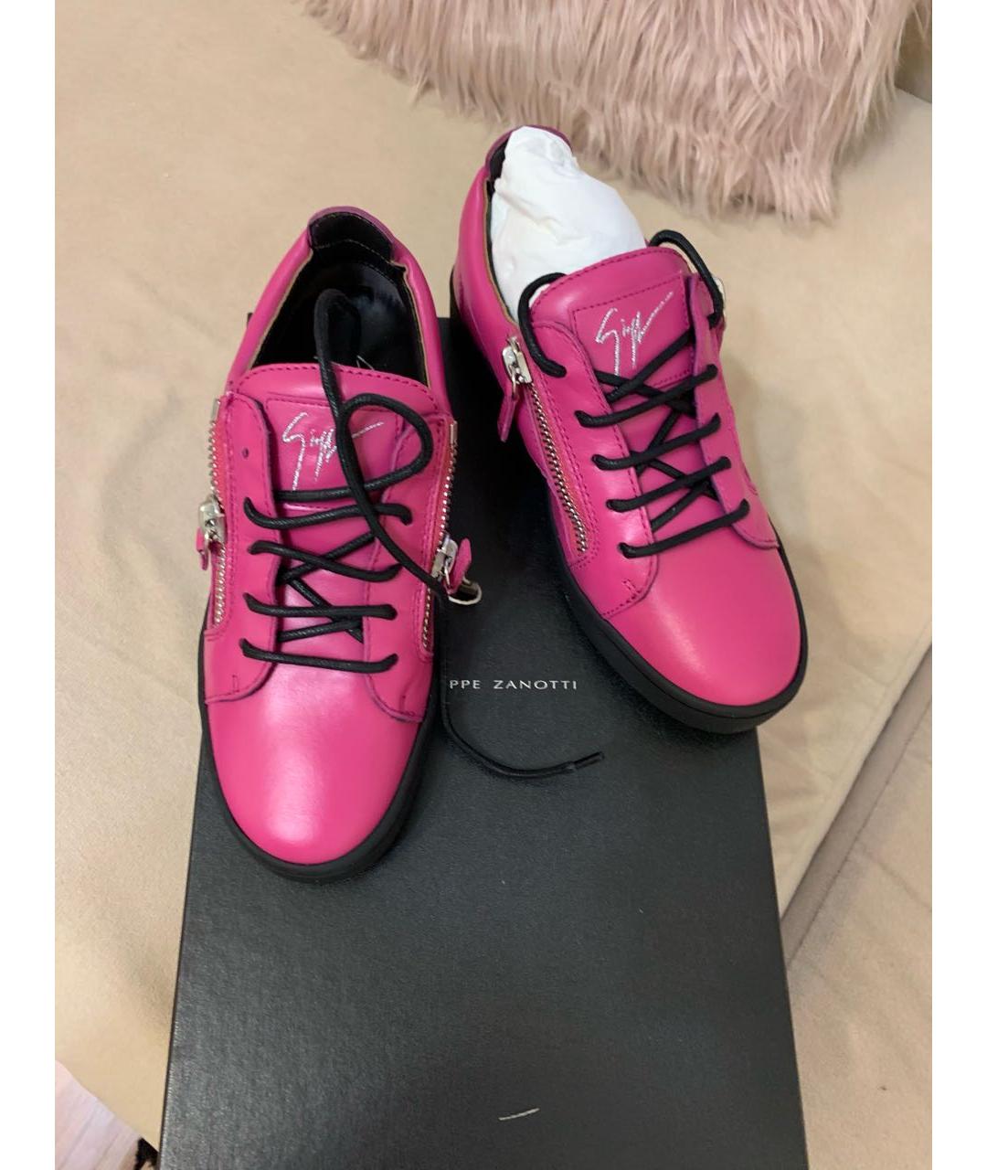 GIUSEPPE ZANOTTI DESIGN Фуксия кожаные кроссовки, фото 4