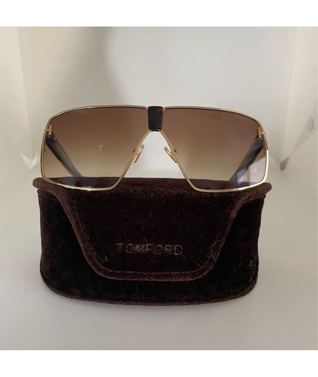 TOM FORD Коричневые металлические солнцезащитные очки, фото 2