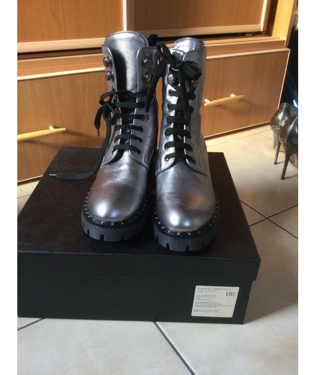 MARC CAIN Серебряные кожаные ботинки, фото 2