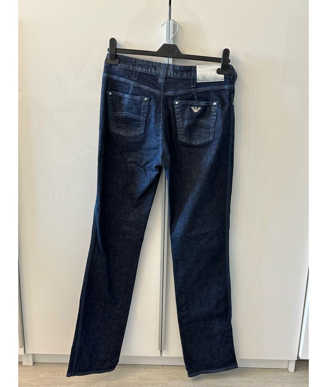 ARMANI JEANS Темно-синие хлопко-эластановые прямые джинсы, фото 2