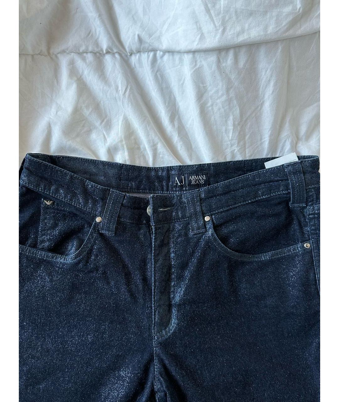 ARMANI JEANS Темно-синие хлопко-эластановые прямые джинсы, фото 7