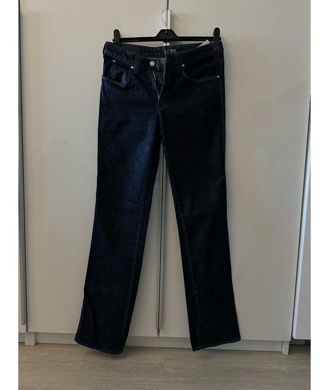 ARMANI JEANS Темно-синие хлопко-эластановые прямые джинсы, фото 8