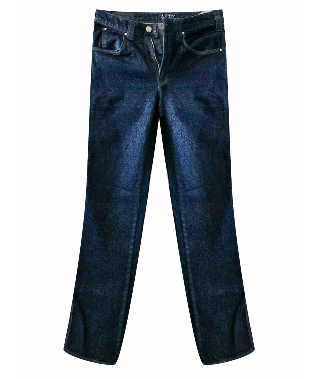 ARMANI JEANS Темно-синие хлопко-эластановые прямые джинсы, фото 1