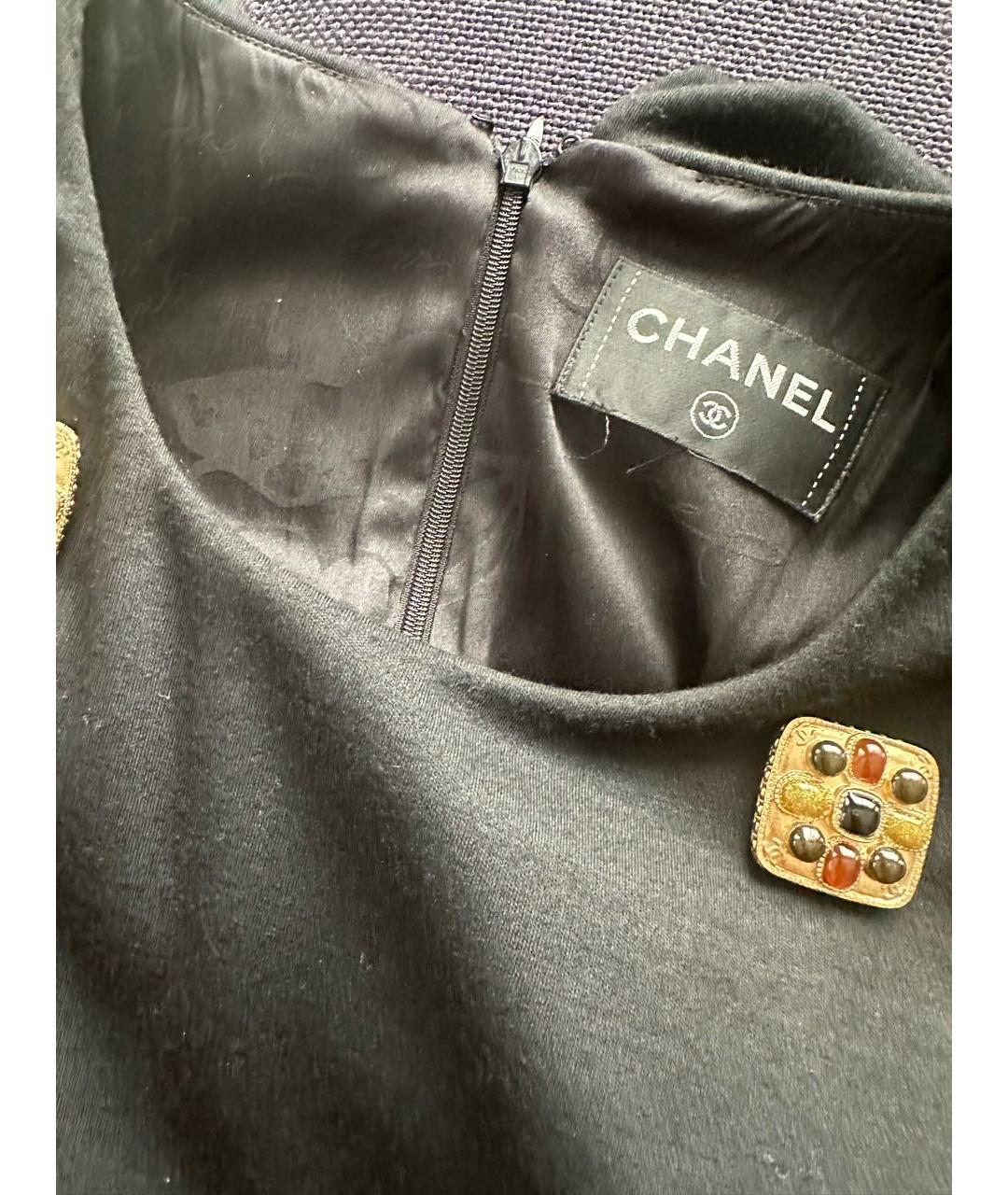 CHANEL Черное шерстяное коктейльное платье, фото 3