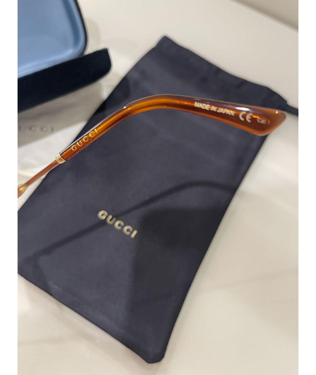 GUCCI Коричневые металлические солнцезащитные очки, фото 4