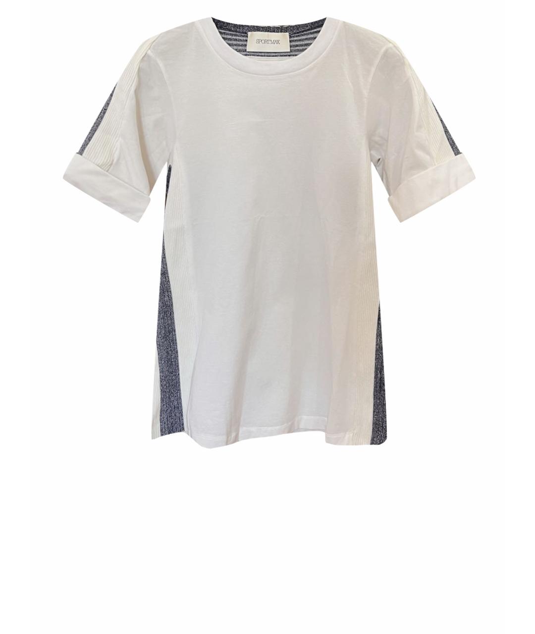 SPORTMAX Белая хлопко-эластановая футболка, фото 1