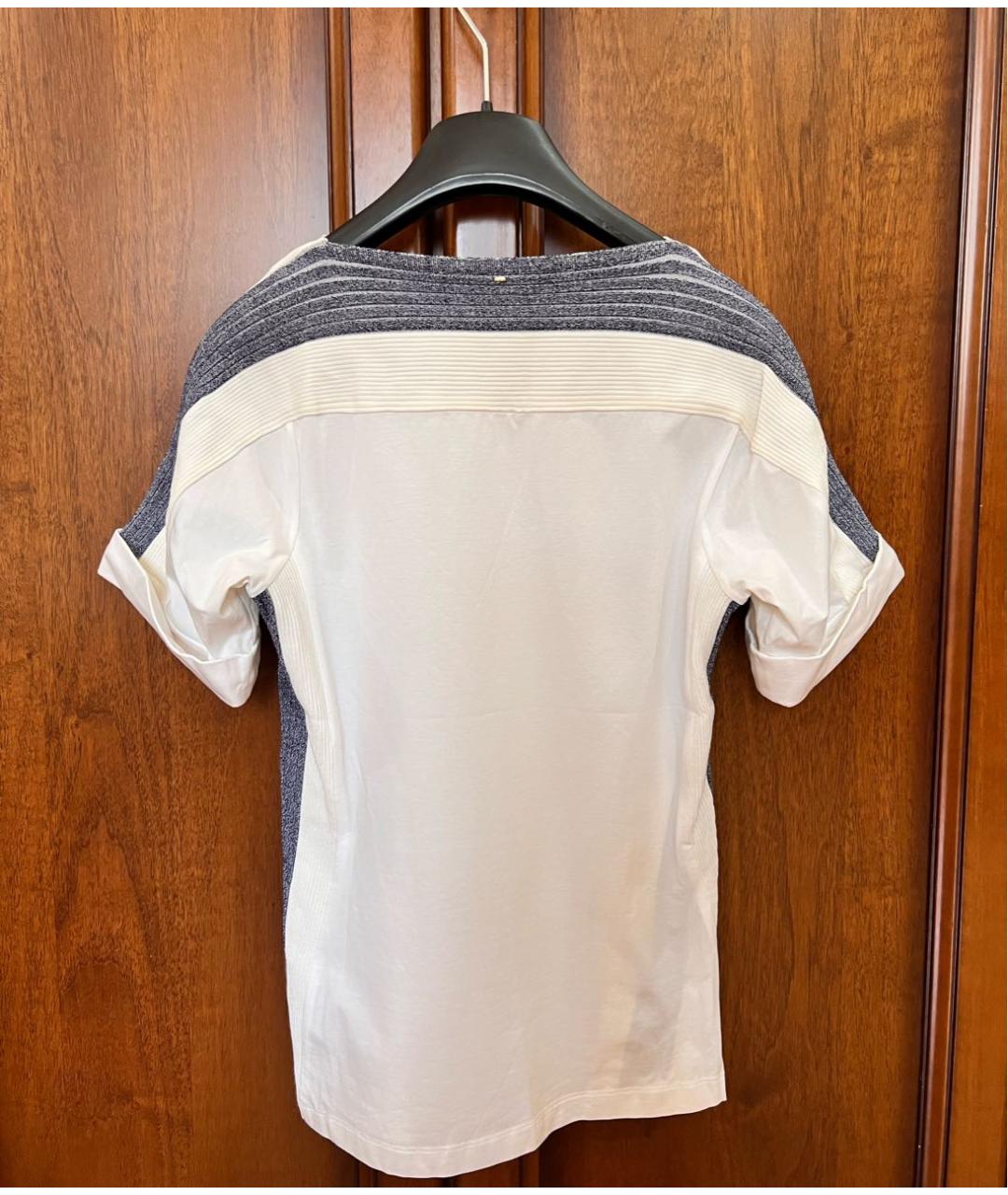 SPORTMAX Белая хлопко-эластановая футболка, фото 3