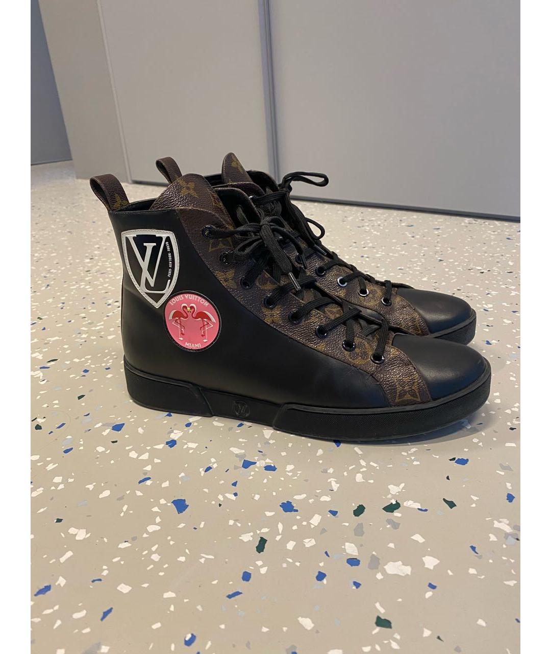 LOUIS VUITTON Черные кожаные кеды, фото 3