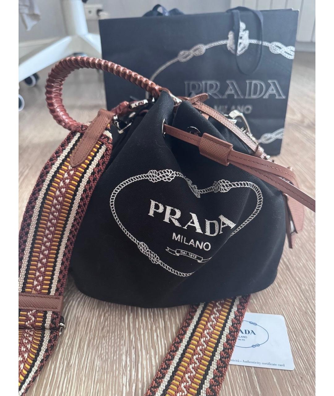 PRADA Черная тканевая сумка через плечо, фото 2